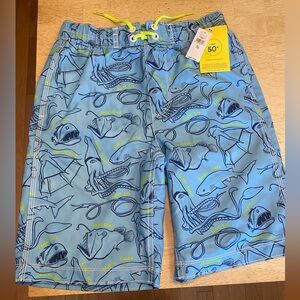NWT! GAP Blue and Green Ocean Creature Swim Shorts Boys Size 12